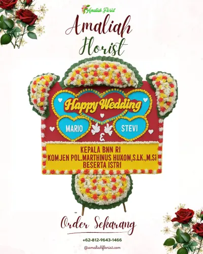 Karangan Papan Bunga Pernikahan di Cimayang